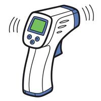 A thermometer with a green screen and a blue screen vector