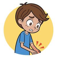 Illustration of a boy with a sore arm vector