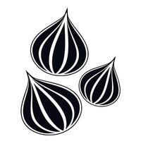 Three black and white onion leaves on a white background vector