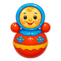 Smiling Roly-Poly Toy with Floral Design png