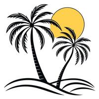 Palm trees on the beach illustration vector
