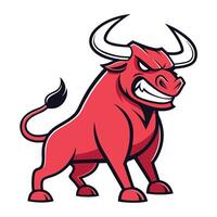 A red bull mascot with horns and a big mouth vector