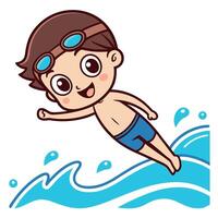 Boy swimming in the ocean vector