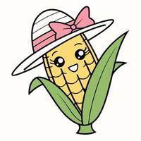 Corn with a hat and bow on it vector