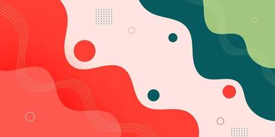 Abstract colorful green and orange wave fluid banner background. Horizontal background with trendy wave fluid pattern design. vector