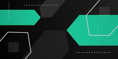 Abstract dark background with dynamic green dynamic color shapes pattern background. Trendy banner design. Cool abstract geometric background. vector