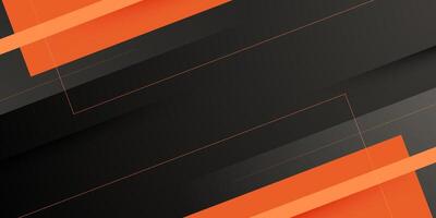 Abstract futuristic dark background. Simple overlap orange shapes and line pattern on dark background. Trendy shapes with shadow. vector