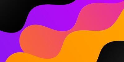 Abstract papercut wave background with colorful purple and orange fluid element on dark background. Simple wave fluid pattern design. vector
