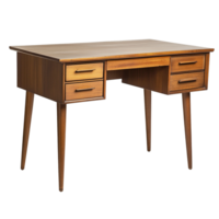 Stylish Walnut Desk with Open Front Side and Storage Space png