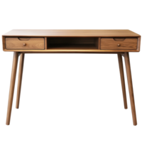 Wooden Walnut Desk with Minimal Form and Open Right Side png