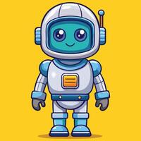 Cute Astronaut Robot in Space vector