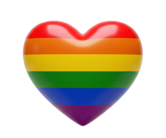 Flat lay of rainbow heart symbolizing love and LGBTQ support isolated on clear background for Pride campaigns. Top view of heart-shaped rainbow Pride symbol isolated for inclusive messaging png