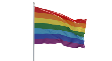 Colorful LGBTQ flag waving isolated on transparent background perfect for inclusivity, diversity, and Pride-themed designs png