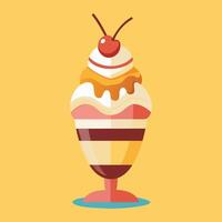 Sundae Ice Cream with Topping Illustration vector