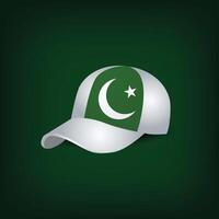 Pakistan flag cap with star and moon with dark green background vector