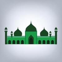 The Badshahi Mosque architecture and domes of the mosque in green color with an abstract background vector