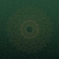 Mandala pattern in golden color with a dark green background vector