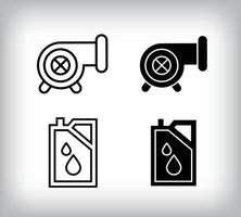 Engine oil and turbo, car equipment icon design. Linear and flat simple set of car equipment icons. vector