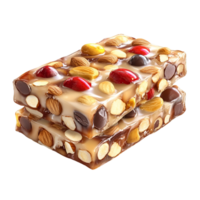 Chunk of Chocolate with Mixed Nuts Embedded in Smooth Rich Cocoa Surface png