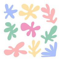 Freeform Abstract Cutout Shape. A colorful collection of nine abstract cutout shapes in playful organic styles including coral blobs wings leaves and radiating forms. Perfect for modern visual layouts vector