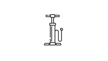 pneu bomba linha animação. pneu bomba linha desenhando dentro minimalista Preto e branco estilo. desatado ciclo hd com alfa canal em transparente fundo. animado esboço ícone video