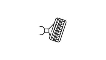 Wheel alignment line animation. Black and white line drawing of a tire suitable for automotive design projects, posters, and mechanic shop branding materials. Animated outline icon video