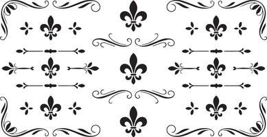 Minimalist Fleur de Lis Ornaments with Lines and Corner Elements vector