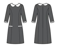 Dress with collar technical sketch vector