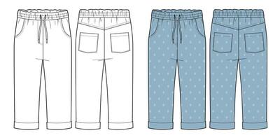 Boys elastic waist drawstring jeans pants vector