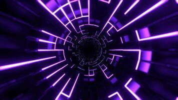 Turquoise and Purple Endless Tunnel of Neon Pulses Background VJ Loop in 4K video