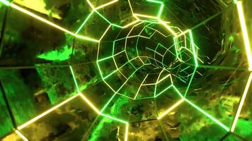 Yellow and Green Neon Abstract Cyberspace Background VJ Loop in 4K video