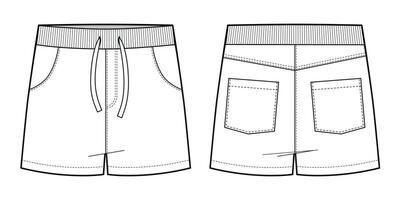Boys elastic waist drawstring shorts vector