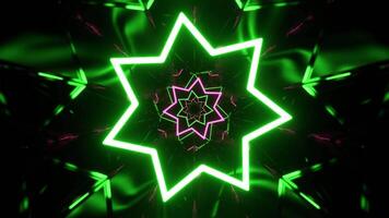 Green and Pink Fantastic Abstract Corridor with Neon Frames Background VJ Loop in 4K video