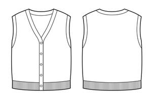 Kids knitted vest with buttons clasp vector