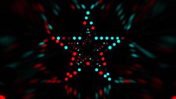Red and Turquoise Disco Glow in The Star Shaped Tunnel Background VJ Loop in 4K video