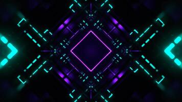 Turquoise and Purple Neon Glowing Wireframe Space Background VJ Loop in 4K video