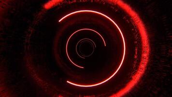 Red and Orange Strobe Sci Fi Luminescent Cyber Tunnel Background VJ Loop in 4K video