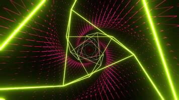 Light Green and Pink Mesh Neon Spiral Abstract Tunnel Background VJ Loop in 4K video