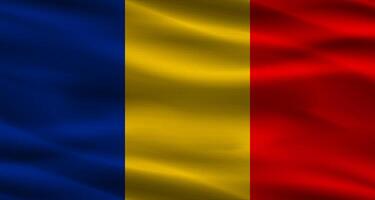 Romanian flag with fabric texture Realistic flag of Romania waving photo
