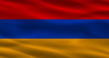 Armenia flag with fabric texture. Realistic flag of Armenia waving photo
