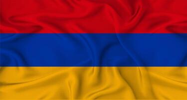 Realistic Armenia flag waving. Close up of flag of Armenia with cloth texture photo