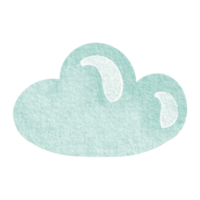 Watercolor illustration of a cute cartoon cloud on an isolated background. Drawing playful design or fluffy cloud in soft blue colors. Perfect for childrens books greeting cards or playful designs. png