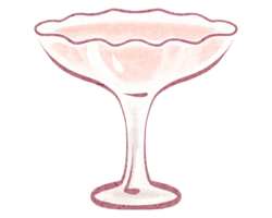 Hand-drawn watercolor illustration of a pink cocktail in a glass. Suitable for menu design, party invitations, and beverage related projects. Ideal for cafe menus bar promotions and event decorations. png