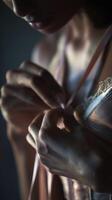 Graceful Dancer Spinning in Warm Light photo