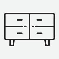 Elegant Sideboard with Hutch in Minimalist Line Art Style vector