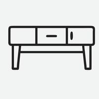 Elegant Sofa and Table Icon in Modern Line Art Style vector