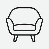 Elegant Slipper Chair Icon in Minimalist Line Art Style vector