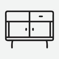 Elegant Sideboard with Hutch Icon in Clean Line Art Style vector