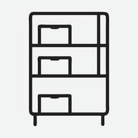 Modern and Clean Shelf Unit Line Art Illustration for Minimalist Designs vector