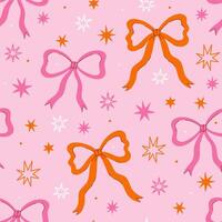 Seamless pattern with bows and stars. graphics. vector